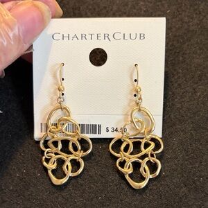 Charter Club Polished Gold Linked Dangle Earrings